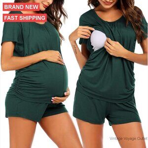 Maternity Nursing Pajama Set Postpartum Lounge Wear Soft Breastfeeding Sleepwear
